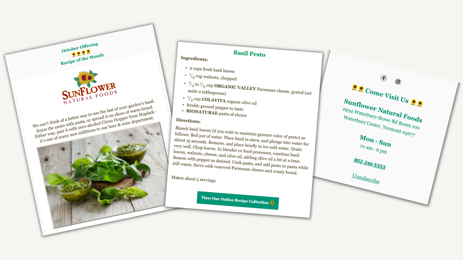 an example of an email with recipe of the month